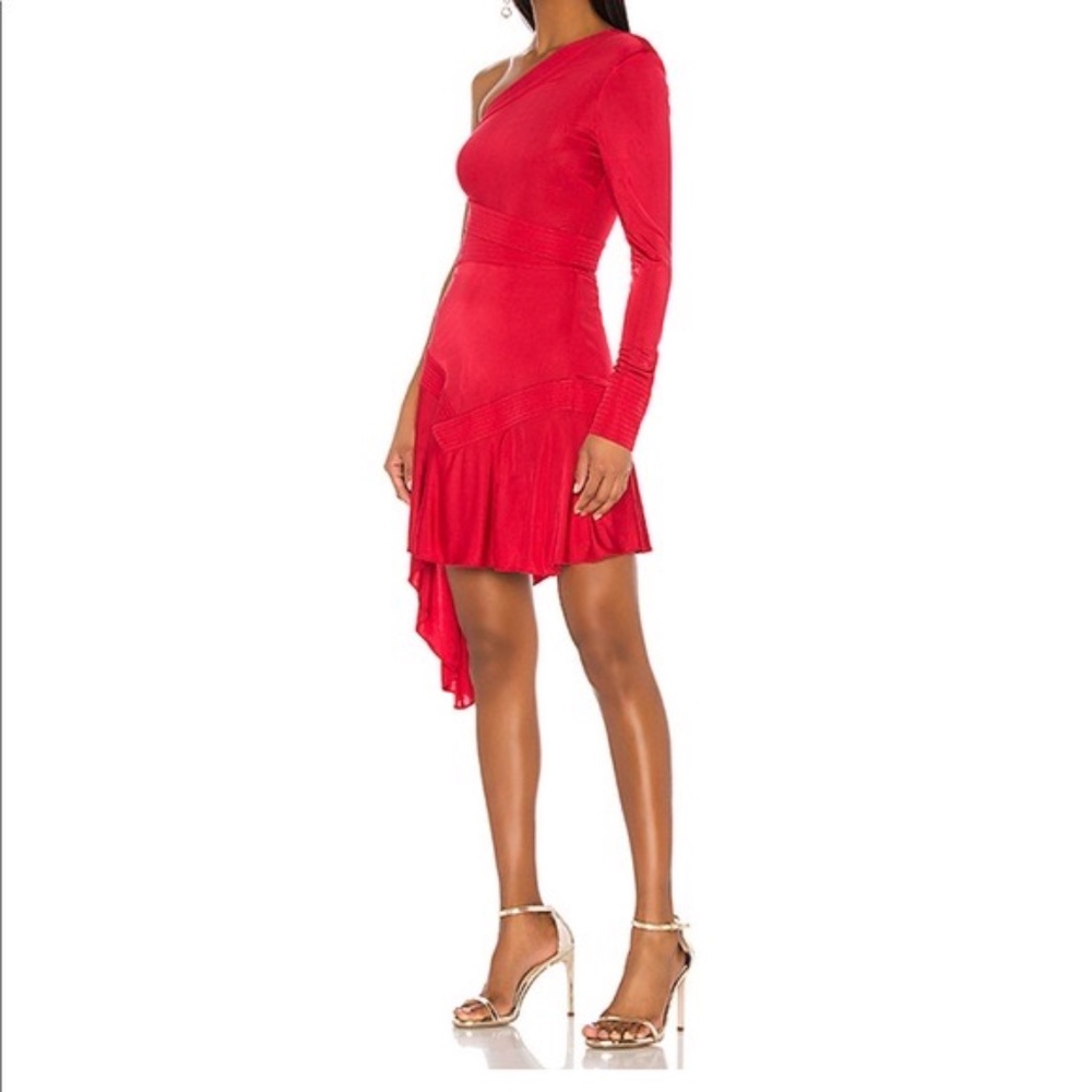 Alexis Red Bodycon One-Sleeve Asymmetrical Dress - Size L - NWOT